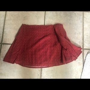 Red and white patterned skirt